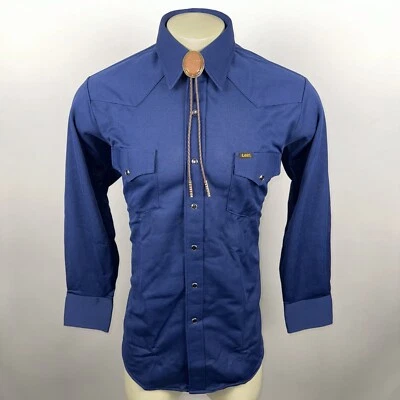 Vintage Lee Pearl Snap Shirt Western Rockabilly Disco Polyester NOS Mens 16.5 34 - Image 1 of 4