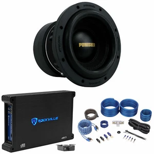 Rockville Punisher 8D1 8" 750w RMS Competition Car Subwoofer+Mono Amplifier Amp - Picture 1 of 12