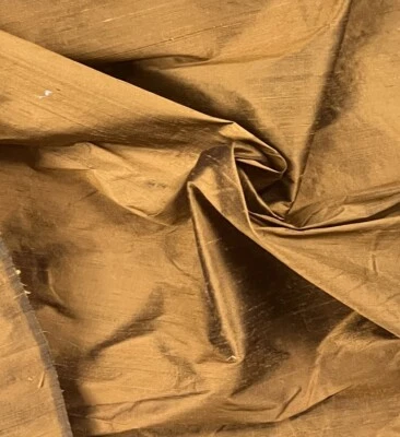 Mustard /Black Iridescent 100% Silk Dupioni Fabric 54” Wide Sold By The Yard - Image 1 of 2