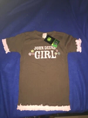 Camiseta de encaje marrón/rosa/rosa John Deere para niña talla XS de concesionarios con licencia nueva con etiquetas Foto 1 de 4