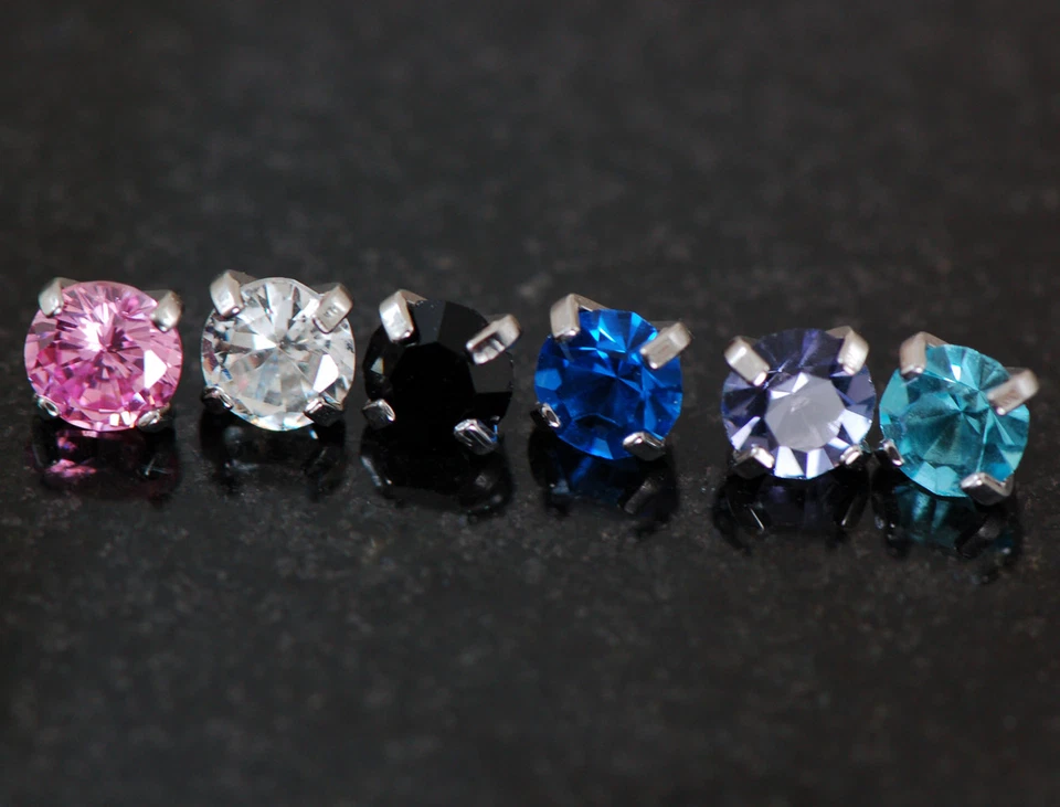 6 Pcs Prong CZ Gem Dermal Anchors Top 4mm Piercing Jewelry 14G - Image 1 of 1