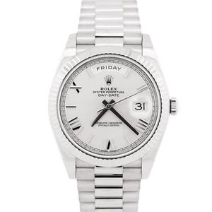 PAPERS Rolex Day-Date President SILVER QUADRANT ROMAN 18K Gold 40mm 228239 BOX - Picture 1 of 8