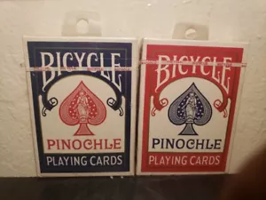 Vintage Pinochle Fahrrad Spielkarten - 2 Decks rot & blau Kartensets neu versiegelt - Bild 1 von 6