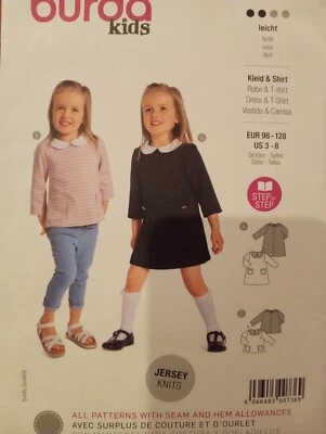 Girls Retro Peter Pan Collar Dress Top Sewing Pattern Toddler Kids Dress 9262 - Image 1 of 2