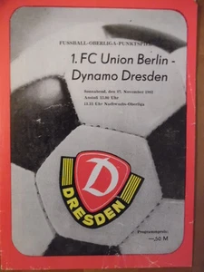 + Dynamo Dresden - 1.FC Union Berlin 27.11. 1982 Oberliga Fußballprogramm 27 - Picture 1 of 1