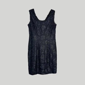 vintage lace 80s romantic goth office siren little black pencil dress Panache 10 - Picture 1 of 8