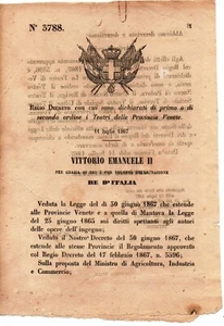 crv 157 1867 VITTORIO EMANUELE II King of Italy - Category of Venetian Theaters - Picture 1 of 1