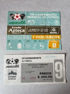Vintage TICKET STUB & PARKTICKET MEXIKANISCHER FUSSBALL FIFA WM MEXIKO 86 - Bild 1 von 4