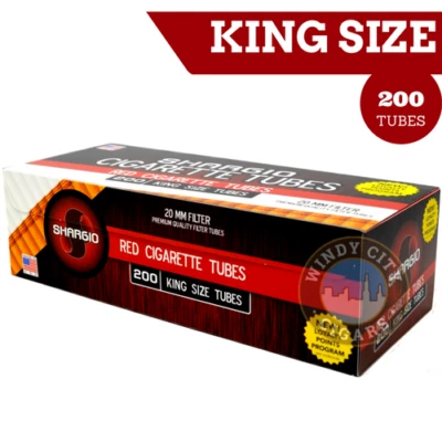 Shargio Full Flavor Cigaret Filter Tube King Size 20mm Filtered Tubes 200 Count