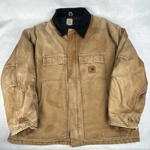 Carhartt Brown Chore Jacket Quilted Lined Chore Coat XXL Duck - Picture 1 of 11