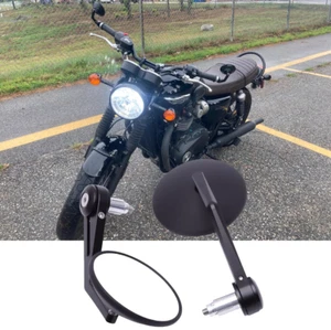 Motorcycle Round Black 7/8" Bar End Mirrors For Triumph Bonneville T100 T120  - Picture 1 of 10