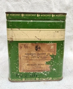 Vintage Farbwerke Hoechst Anthtrason Brown Chemical Advertising Tin Box T1013 - Picture 1 of 7