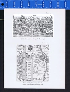 Edinburgh (1550 Münster's Cosmographia) & Peter Apian's (1568) Bayern - Kartendruck - Bild 1 von 1