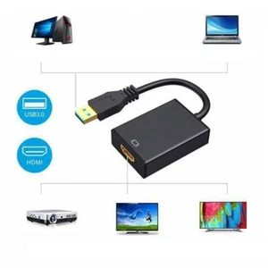 HD 1080P USB 3.0 to HDMI Video Cable Adapter For PC Laptop HDTV LCD Black Silver - Picture 1 of 8