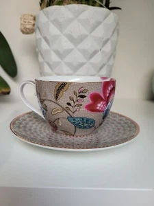*neu* Pip Studio 2er Set Floral Fantasy Cappuccinotasse u. Unterteller khaki - Bild 1 von 4