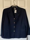 FIRST OPTION TOO Blue Long Sleeve Jacket Gold Buttons Pockets Poly Size 20W
