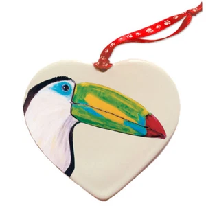 Toucan Porcelain Pet Gift Heart Ornament - Picture 1 of 2
