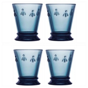 Set Of 4 La Rochère Bee Goblet - Drinking Glass - Tumbler Blue - 260ml 26cl - Picture 1 of 3