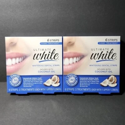 Teeth Whitening Ultimate Dental Strips Infused With Coconut Oil 2 Boxes - Image 1 of 4