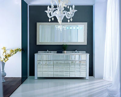 Waschtisch Doppelwaschtisch Modern Marmorplatte Spiegel Marmor Waschtisch Neu - Bild 1 von 4