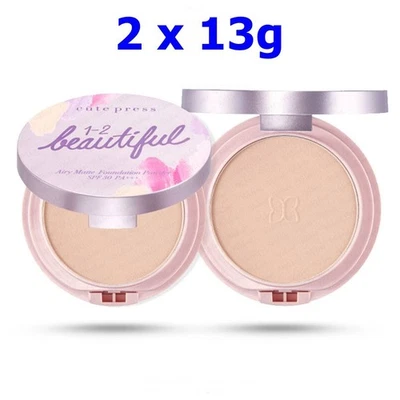 CUTE PRESS Compact Powder Foundation 1-2 Beautiful Airy Matte Foundation SPF30 - Image 1 of 4