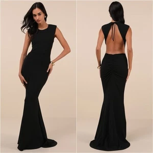 Lulus Captivating Perfection Backless Maxi Dress Small Black Mermaid Formal Gala - Picture 1 of 11