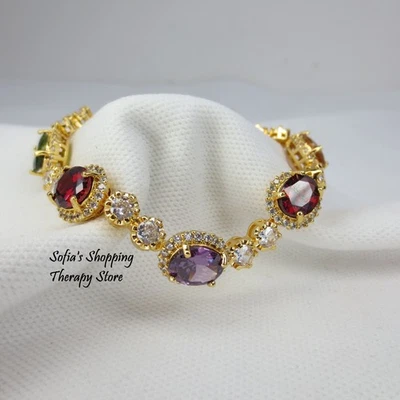 Brazalete Tenis Estación Lleno Oro 18k 7" Multi Circonita Cúbica Ancho 11 mm Foto 1 de 4