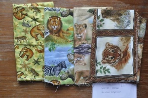 LJX2271 Jungle Animals Pack of 4 Half Yard Fabrics for Patchwork Craft - Picture 1 of 13