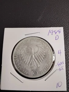 GERMANY 1988-D 10 MARK COMMEMORATIVE SILVER COIN #4 - Picture 1 of 2