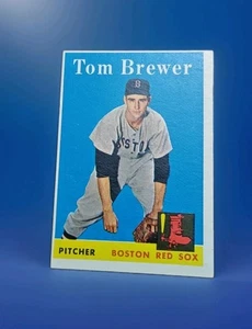 1958 Topps Baseball Card Boston Red Sox #220 Vtg Tom Brewer P No Creases Vg MLB - Picture 1 of 2