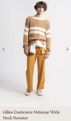 Suéter Sies Marjan Para Hombre Grande Lana Cachemira Rayas Crema Tostado Foto 1 de 4