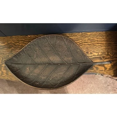 Crate Barrel Bronze Tone Metal Dish Platter Decorative Plate 17.5” x 9 - Image 1 of 4