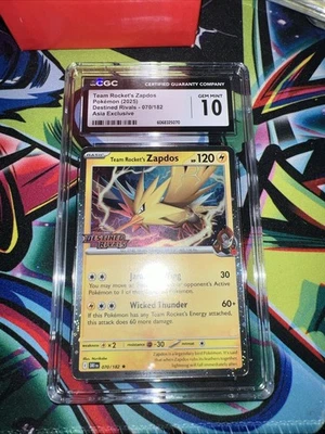 CGC 10 Team Rocket's Zapdos Asia Exclusive 070/182 Destined Rivals Pokemon TCG - Image 1 of 4