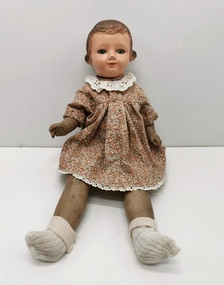 Ancienne Poupée corps Carton bouilli 50cm à restaurer 1920 - Photo 1/4