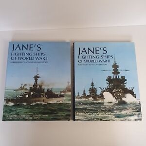 Jane's Fighting Ships of World War 1 & 2 Military Encyclopedia Books x 2 HC DJ