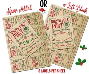 LARGE Kraft Christmas Labels Santa Father Xmas Gift Stickers Custom or Blank - Bild 1 von 9