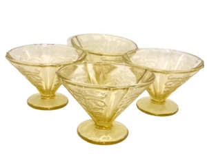 4 Amber Depression Glass Footed Dessert/Sherbet Dishes – Vintage Pressed Glass - Picture 1 of 2
