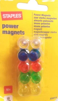 Staples Power Strong Fridge Magnets Memo Magnet Push Pin Skittle Notice Board