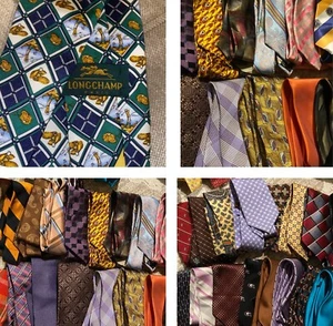 Silk Ties Lot of 80 Longchamp Dior Formal Business Armani Variety Satin Handmade - Picture 1 of 15