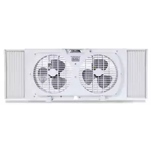 BLACK+DECKER 9-In. 2-Speed Twin Window Fan with Adjustable Side Panels, White - Picture 1 of 7