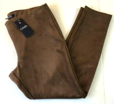 CHAPS Pantalones Mujer Talla XL Marrón Moleskin Feel Slim Leg $79 NUEVO (bf81) Foto 1 de 4