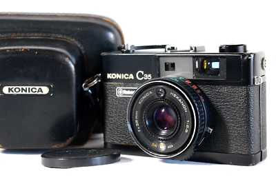 [Excelente+] Cámara fotográfica telémetro Konica C35 Flash matic 38 mm f/2,8 de JAPÓN Foto 1 de 4