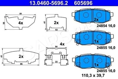 ATE Disc Brake Pad Set For SUBARU Forester Legacy V Outback 05-14 26696XA010 - Image 1 of 4