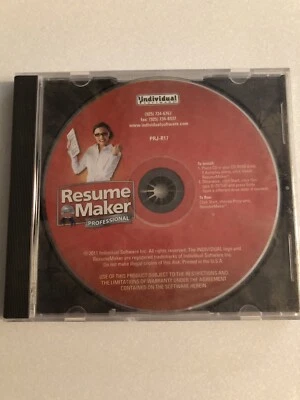 Individual Software Resume Maker Professional 2011 PRJ-R17 CD PCWindows Software - Image 1 of 3