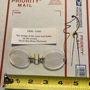 1880s 12K Gold Rimless Pince Nez Spectacles MERRY OPTICAL COMPANY Lot 307 - Picture 1 of 7