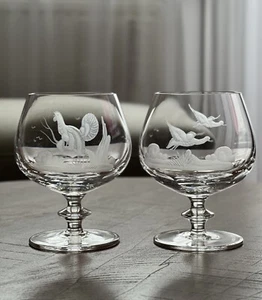 2x Cognacschwenker Gognacglas J. Riedel JR alte Stempel Wildtiere Jagdt Motive - Bild 1 von 13