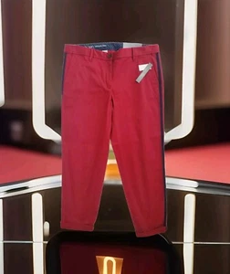 Talbots 10P Freundin rot Chino Knöchelhose marineblau Seitenstreifen entspanntes Bein NEU 89 $ - Bild 1 von 9