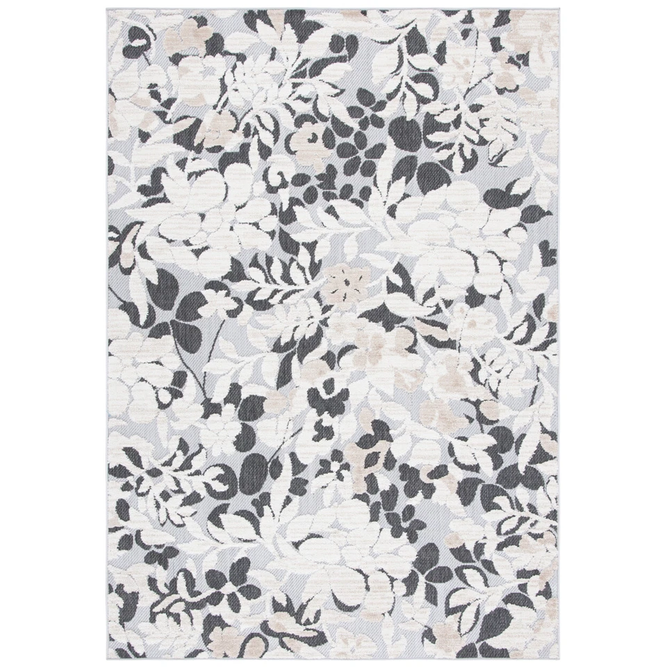 SAFAVIEH Indoor Outdoor CBN672A Cabana Ivory / Charcoal Rug - Image 1 of 1