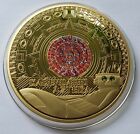 Maya  Azteken Kalender   70 Mm   Medaille   24 Karat Vergoldet   Mit Farbsteine