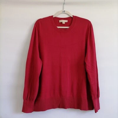 Suéter Pullover Michael Kors Mujer Rojo Acanalado Dobladillo Y2K Preppy Talla XL Foto 1 de 4
